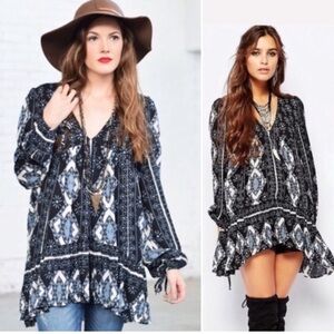 Free People Down By the Bay Tunic Top Dress Small Boho Festival Hippie Artsy‎